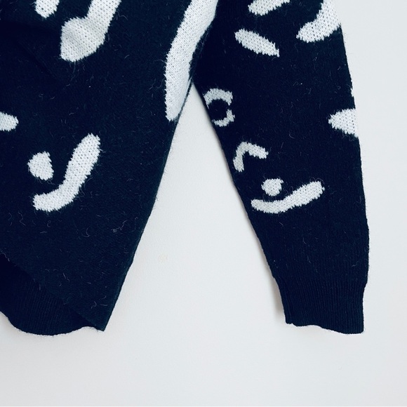 Mainstrip Black White V-Neck Twisted Sweater Medium LL20384 - Picture 3 of 6